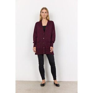 NWT SOYA CONCEPT DOLLIE 739 Burgundy Wine Mid Length Button Down Cardigan